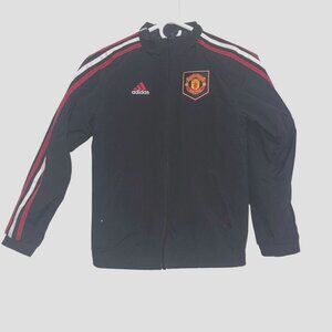 Adidas Manchester United Youth Jacket Black/Red Size 9-10Y Full Zip Sportswear L